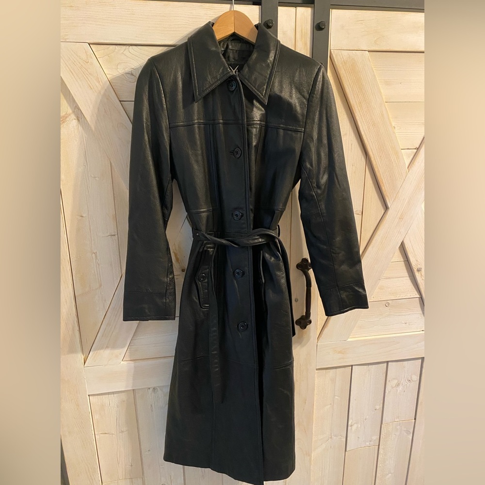 Vintage Wilson’s Maxima Black leather Trench Coat